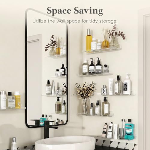 Lifewit Acrylic Floating Shelves for Bathroom 14" Clear, 4 Pack