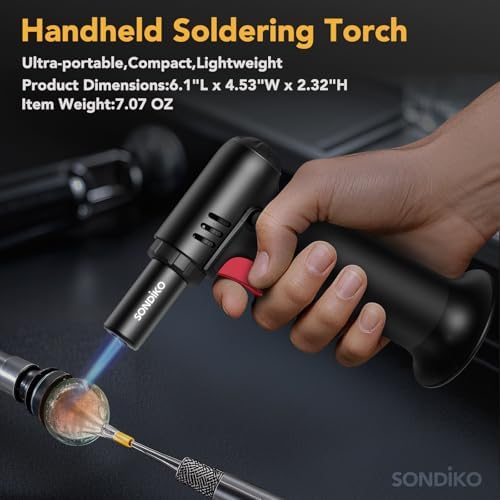 Sondiko Butane Torch, Refillable Soldering Torch with Visible Fuel Window