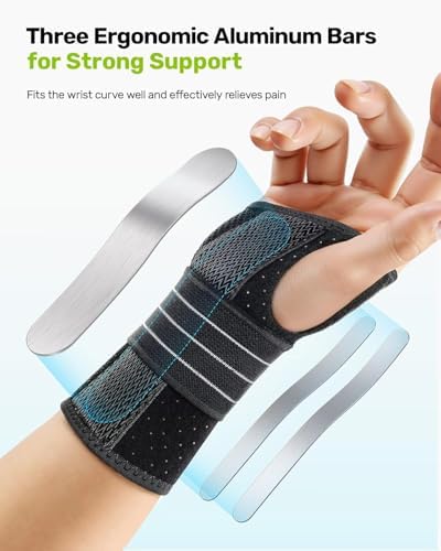 Rakiie 2 Pack Carpal Tunnel Wrist Brace Night Splint, Gray