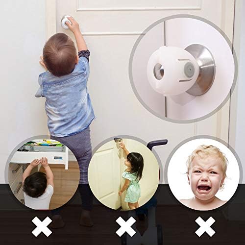 Mom's Choice Gold Awards Winner - EUDEMON 4 Pack Baby Safety Door Knob Covers Door Knob Locks(not Suit for All Door knobs)