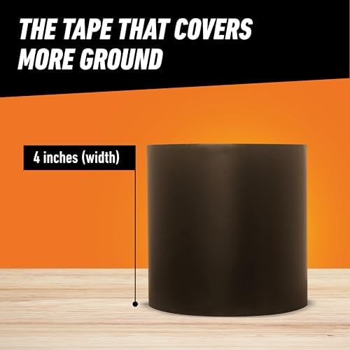 GORILLA Waterproofing Tape, Permanent, Black, 4" x 10', 1-Pack