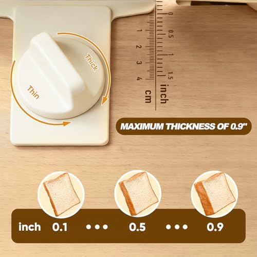 Brvclon Manual Bread Slicer Adjustable Thickness, Hand Crank Bread Slicer for Homemade Sourdough Bread with Scale Line & Suction Cup & Metal Guide,Quality Solid Wood Base