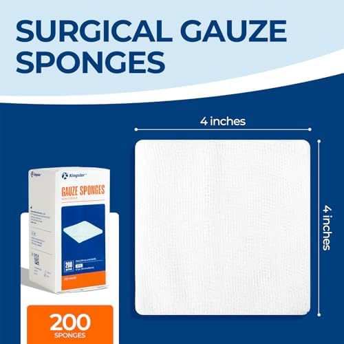 Kingstar 200 Count 4x4 Inch Gauze Sponges 8-Ply