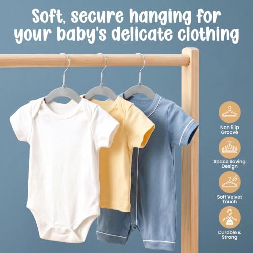 Utopia Home Kids Velvet Hanger 50 Pack – 11" Premium Baby Hangers - Grey