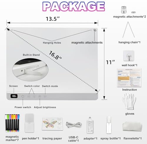Cosmody Rechargeable LED Drawing Board,Gift for Boys Girls Ages 3+ (White)