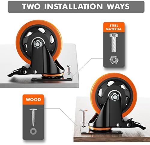 YUPEZOP 4 Inch Caster Wheels, Casters Set of 4 Heavy Duty with Brake