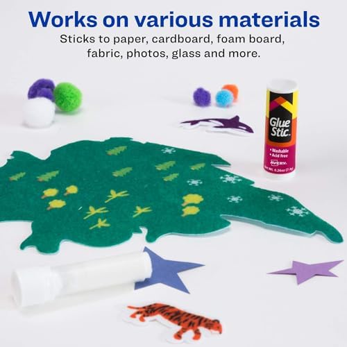 Avery Glue Stic, White, 7.4 Grams, 0.26 oz, 3 Glue Sticks