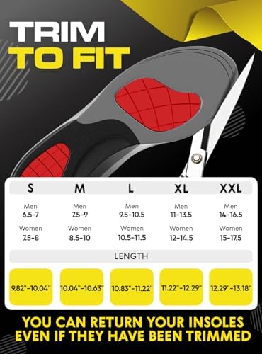 CRUVHEAL Work Orthotic Plantar Fasciitis Boot Insoles Men Women Blue, XL