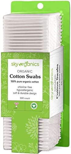 Sky Organics Organic Cotton Swabs 500 Ct, 100% Pure, Natural, Chlorine-Free