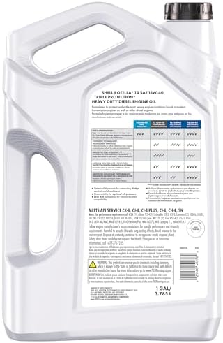 Shell Rotella T4 Triple Protection 15W-40 Diesel Engine Oil, 1 Gallon (3 Pack)