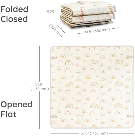 Infantino Foldable Foam Play Mat, Rainbows, Reversible Fold & Go, 57x57 In