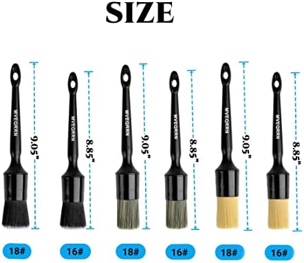 MVEQRRN 6 Pcs Car Detailing Brush Set, Boars Hair & Soft Cleaning Brushes