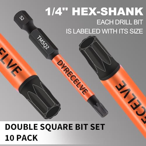 DYRECELVE 10-Pack 8-Point Star Bit Set for Trailer, Double Square, 2.56 IN