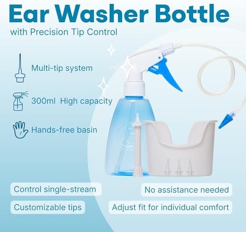 Medi Grade Ear Wax Removal Kit, 300ml Ear Washer Bottle, Basin and Tips