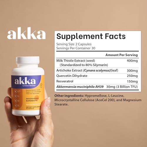AKKA Akkermansia Probiotic, Liver Cleanse, Detox & Repair, Non-GMO, 60 Caps