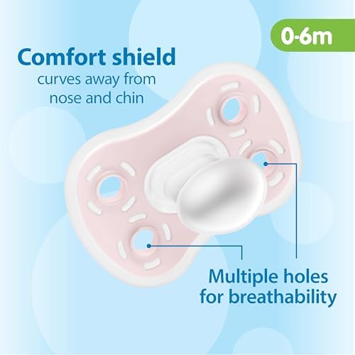 Dr. Brown's Advantage One-Piece Pacifier 0-6m, Ecru/Light-Pink/Pink, 4-Pack