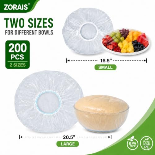 200PCS Plastic Bowl Covers, 2 Sizes Bowl Covers for Bread Proofing