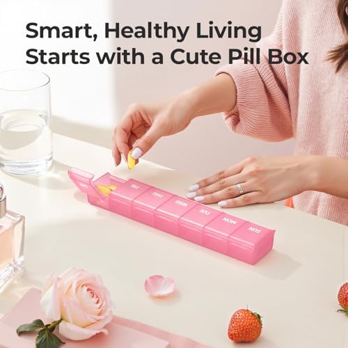 AUVON Weekly Pill Organizer with Effortless Opening Design, BPA-Free