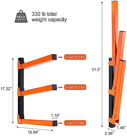 Ultrawall Wall Mount Wood Organizer and Lumber Storage Rack with 3-Level