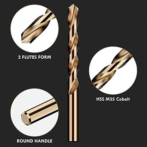 13Pcs(1/16"-1/4") Cobalt Drill Bit Set M35 HSS Jobber Length