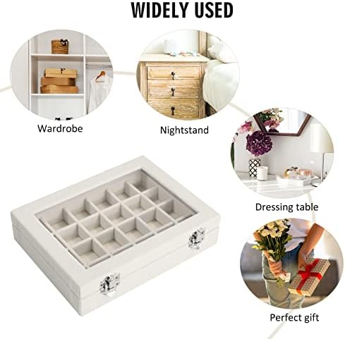 Vicoter Velvet Jewelry Box 24 Grid Jewelry Ring Display Organizer Box Tray