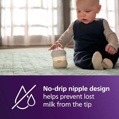 Philips Avent Natural Baby Bottles, Slow Flow, 4 oz, BPA-Free, 2-Pack