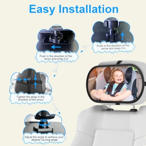 Baby Car Mirror, Car Seat Mirror for Rear Facing, Black