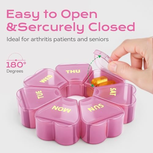 Cute Pill Organizer Weekly - Large 7 Day Compartments for Travel