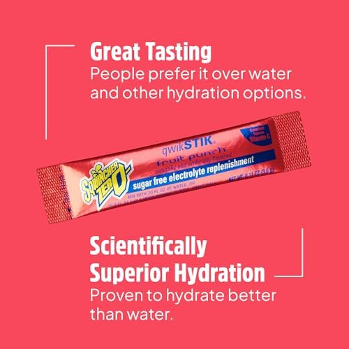 Sqwincher Qwik Stik, Sugar Free, Fruit Punch Flavor, .11oz Packet, 50 Pack