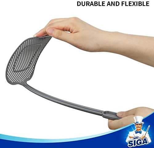 MR.SIGA Heavy Duty Long Handle Fly Swatter, Gray, 6 Pack