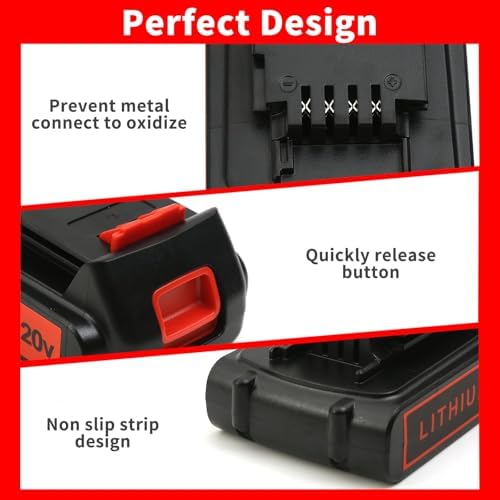 4.0Ah 20V Lithium Battery for Black and Decker Power Tools - 2 Pack