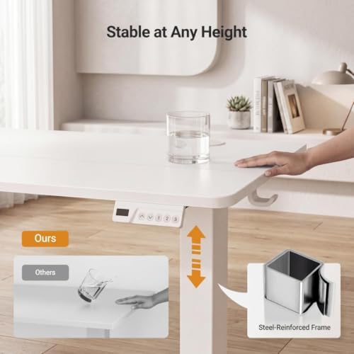 Claiks 40 x 24 Inch White Electric Standing Desk