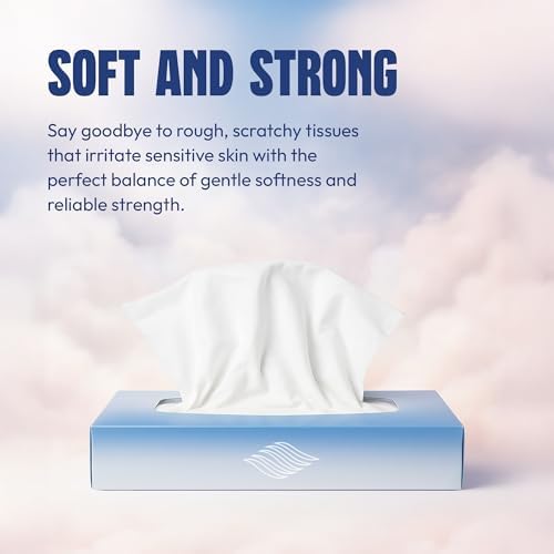 Bulk Tissues, 30 Flat Boxes, 100 Sheets/Box, 3000 Facial Tissues Total, 2-Ply, Soft, White, for Office, Business & Home, Commercial Flat Box Tissues, Hypoallergenic, Unscented, Packaging May Vary