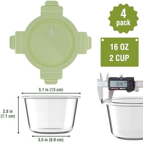2Cup/16oz Glass Food Storage Containers with Lids, Meal Prep Containers