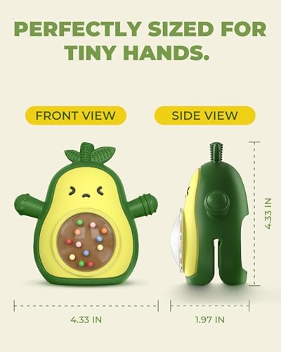 Infinno Avocado Silicone Teething Toy with Rattle for Infant 3-12 Months