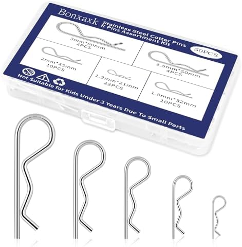 50 Pcs Cotter Pins Assortment Kit R Clips 5 Sizes