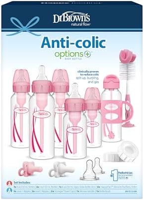 Dr. Brown's Anti-Colic Options+ Narrow and Sippy Straw Bottle Gift Set, 0m+