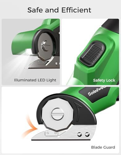 Soleilwear Cardboard Cutter, Cordless Electric Scissors with Safety Lock