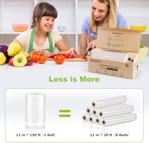 Bonsenkitchen 11"x150' Vacuum Sealer Bags with Cutter for Food Storage