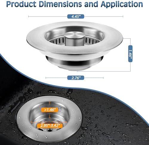 TGOSOMT Kitchen Sink Drain Strainer Stopper, Anti-Clog & Quick Drain