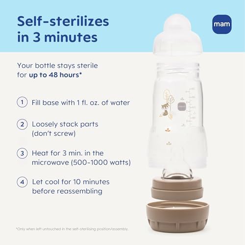 MAM 9oz Easy Start Anti-Colic+ Vented Baby Bottle, 2+ Months, 2 Pack, Boy