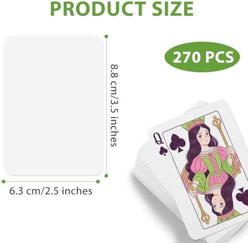 REGUICORP 270PCS Blank Playing Cards, 2.5" x 3.5" Printable Blank Game Cards, White Blank Playing Cards to Write On for Study, Leave Comments, Write, and Draw