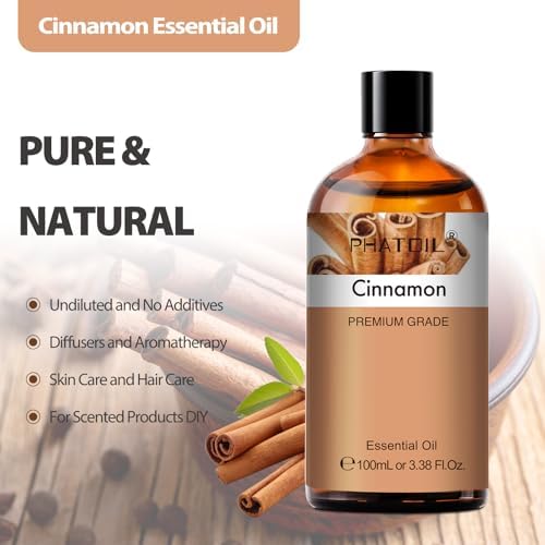 PHATOIL Cinnamon Essential Oil for Aromatherapy Diffuser 3.38FL.OZ