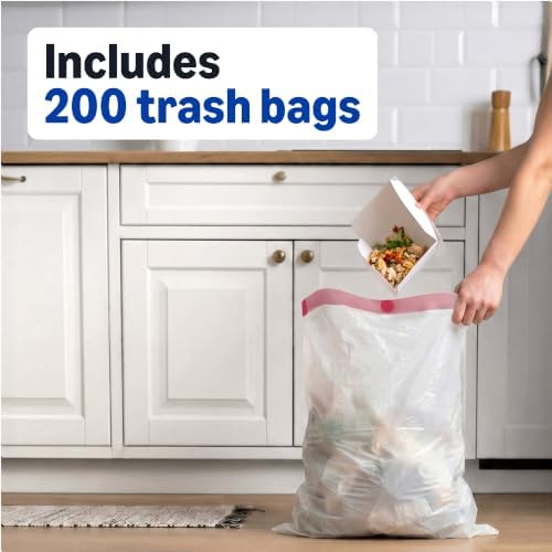 Amazon Basics Trash Bags, Tall Kitchen Drawstring, Unscented, 13 Gallon, 200 Count, Pack of 1, Packaging May Vary