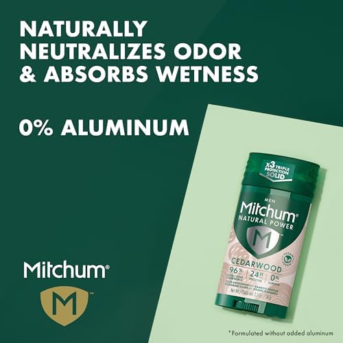 Mitchum Men’s Natural Power Deodorant Solid, Cedarwood, 2.7 oz
