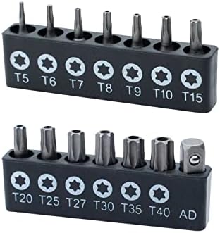 ROTATION 14-Piece Tamper Resistant Star Bits, Chrome Vanadium Steel, T5 - T40 Impact Grade Security Torx Bit Set, 1/4-inch Hex Shank