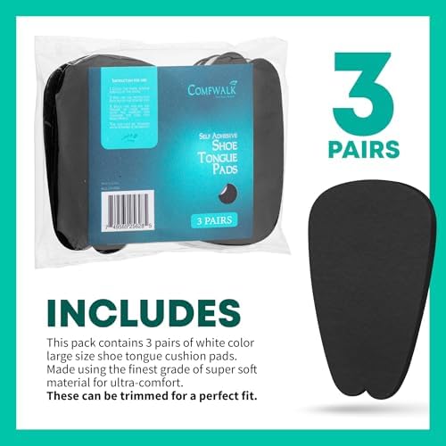 COMFWALK Felt Tongue Pads for Shoes - Soft Self-Adhesive Shoe Inserts