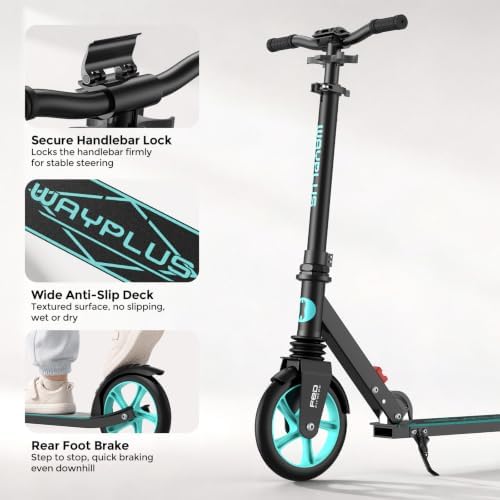 WAYPLUS Kick Scooter for Ages 6+,Kid,Teens & Adults.8 Big Wheels,240lb