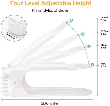 Neprock Shoe Slots Organizer, 20 Pack Adjustable Shoe Rack Stacker Storage Space Saver, Double Deck Shoe Rack Holder for Closet Organization (White)