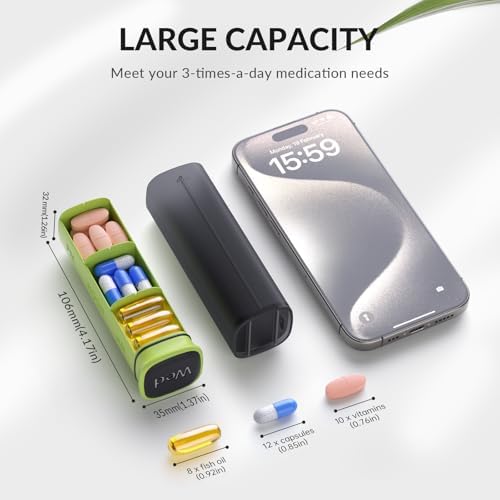 KOVIUU Weekly Pill Organizer 3X a Day, Large Daily 7-Day Pill Box, Black